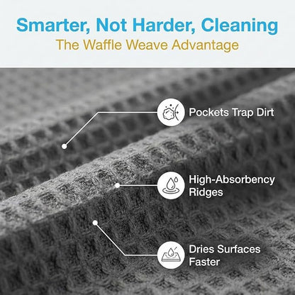 MIRACLEAN Waffle Weave Microfiber Cloths - 12 x 12 inches - Lint Free Cloth, Streak-Free Absorbent Microfiber Glasses Cleaning Cloth, Screens, Dusting & Appliances - 12 Pack Premium Cloth Wipes