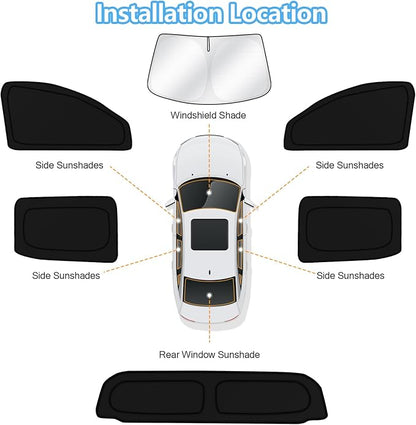 KUST Car Window Shades for Chevrolet Silverado EV 2024 2025 2026 Windshield Sun Shade Side Window Cover UV Block Privacy Protection Accessories for Camping Blackout Rear Back Full Set 6PCS