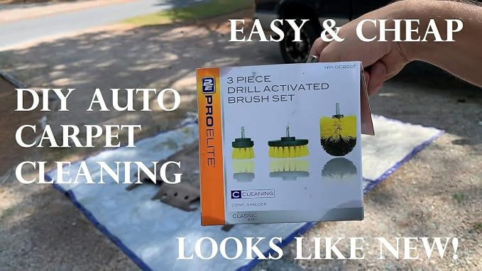 ProElite 3 Piece Drill Activated Brushes, Car Wash Kit, Cleaning Supplies