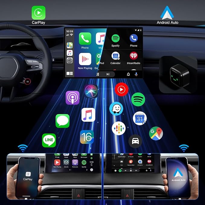 Wireless CarPlay Adapter for Android/iPhone (2 in 1) - 2026 Upgrade Wired CarPlay,Mini Size,Plug and Play,Perfect Compatible with Built-in Wired Apple CarPlay and Android Auto Cars-Black