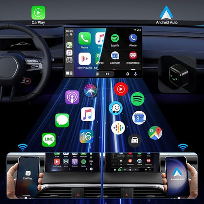 Wireless CarPlay Adapter for Android/iPhone (2 in 1) - 2026 Upgrade Wired CarPlay,Mini Size,Plug and Play,Perfect Compatible with Built-in Wired Apple CarPlay and Android Auto Cars-Black