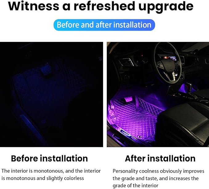 BESULEN Car Interior LED Lights, Automotive Ambient Neon Light Kit with USB Port, Car Accessories, Gifts for Men and Women, 4 in 1 Decoration Lights for Car, Garden, Home, Party（Pink）
