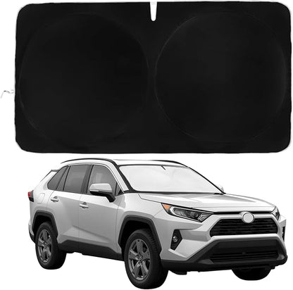 Windshield Sun Shade | Compatible for Toyota RAV4 (2019-2026) | Certified 99.87% UVB & 99.02% UVA Car Sun Shade. Award Winning Sunshade - Patented Technology | Car Shades by Kinder Fluff