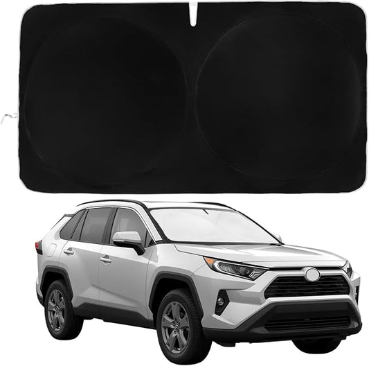 Windshield Sun Shade | Compatible for Toyota RAV4 (2019-2026) | Certified 99.87% UVB & 99.02% UVA Car Sun Shade. Award Winning Sunshade - Patented Technology | Car Shades by Kinder Fluff