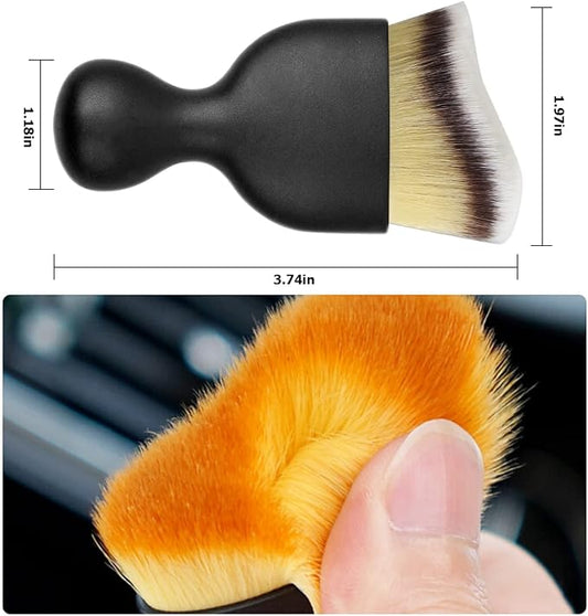 Blilo Car Interior Detailing Brush, Auto Soft Hair Cleaning Brushes, Curved Dirt Dust Collectors, Removal Tool for Dashboard Air Conditioner Vents Leather, Scratch Free (3 Colors/1PCS)