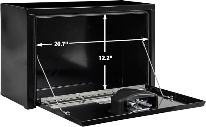 Buyers Products 1703312 Black Steel Underbody Truck Tool Box – 15 x 10 x 24 Inch - Truck Bed & Underbelly RV Storage Box, Locking T-Latch, Weather-Resistant, Heavy-Duty Flatbed Job Box, Made in USA