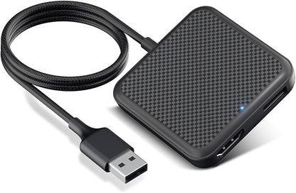 Car TV Adapter with HDMI Input, Wireless CarPlay and Android Auto Dongle for Fire TV Stick, Plug and Play 2K Multimedia Streaming Converter for Factory Wired CarPlay Cars