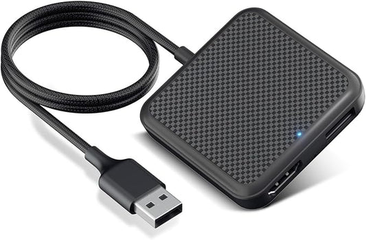 Car TV Adapter with HDMI Input, Wireless CarPlay and Android Auto Dongle for Fire TV Stick, Plug and Play 2K Multimedia Streaming Converter for Factory Wired CarPlay Cars