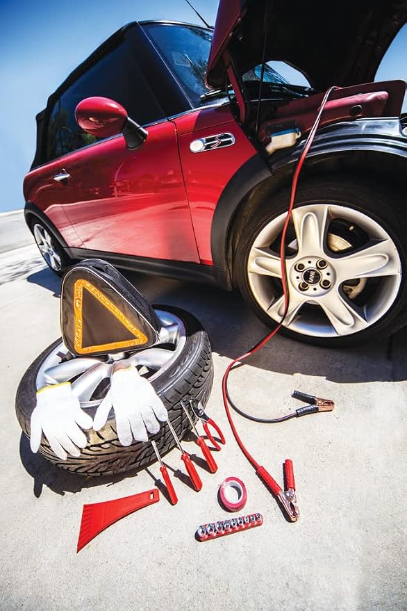 PICNIC TIME NCAA Roadside Emergency Car Kit - Auto Vehicle Safety Road Side Assistance with Jumper Cables and Car Tool Kit
