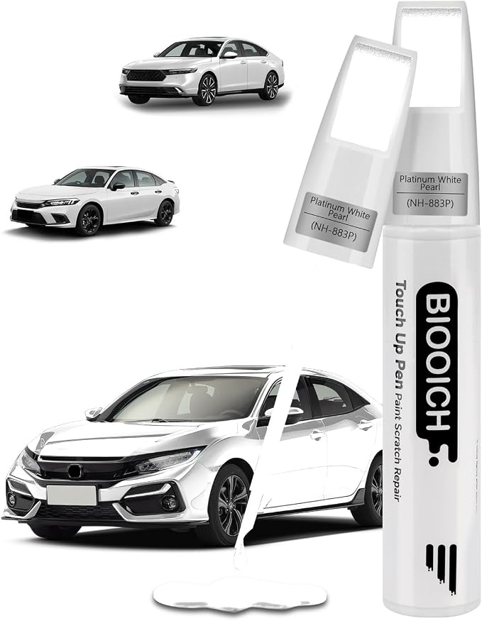 Touch Up Paint Pen Exact Color Match Car Chip and Scratch Repair (for Honda, Platinum White Pearl(NH-883P))