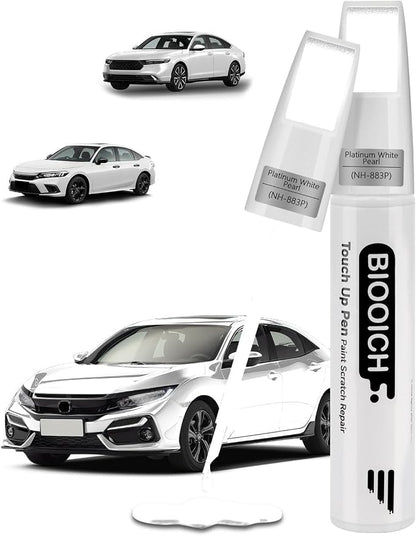 Touch Up Paint Pen Exact Color Match Car Chip and Scratch Repair (for Honda, Platinum White Pearl(NH-883P))