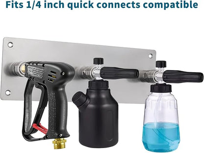 Foam Cannon Holder Pressure Washer Wall Mount Bracket Pressure Washer Nozzle Tips and Extension Wands Storage Organizer Car Wash Accessories Stainless Steel Tool Rack
