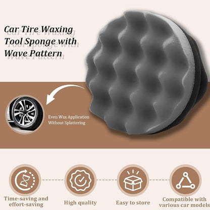 2PCS Car Tire Dressing Applicator Pads, Reusable Hex-Grip Vehicle Wheel Wax Buffing Dressing Sponge Pad, Automotive Tire Shine Detailing Foam Tool, Universal Fit (3.15Inch/Black)