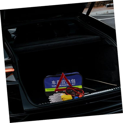 Cabilock Car Emergency Tool Kit 8-Piece Roadside Assistance Set for Vehicle Safety Multi-Functional Automotive Kit Jumper Cables Reflective Vest