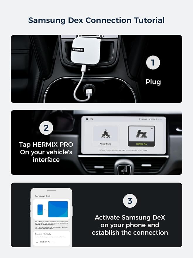 Android Auto Wireless Adapter Compatible with Samsung DeX,Wireless Android Auto Adapter Support YouTube, Netflix,Car Streaming Device,DeX Station, Desktop Experience for Car