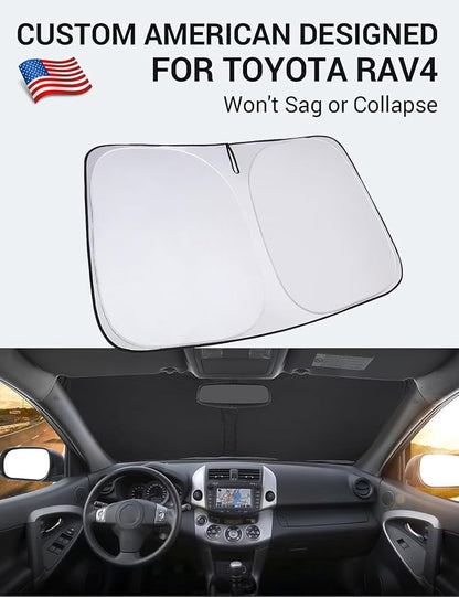 Proadsy 2026 Upgrade Front Windshield Sun Shade Foldable Sunshade Protector Custom Fit 2006-2012 RAV4 SUV Crossover, LE XLE Premium Limited XSE Hybrid Adventure Accessories