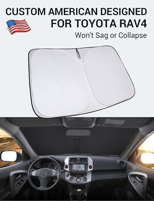 Proadsy 2026 Upgrade Front Windshield Sun Shade Foldable Sunshade Protector Custom Fit 2006-2012 RAV4 SUV Crossover, LE XLE Premium Limited XSE Hybrid Adventure Accessories