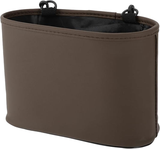 Car Trash Can Portable and Hanging 10.2" Length 4.3" Width 6.7" Height Trash Bin Faux Leather Brown 1 Pcs