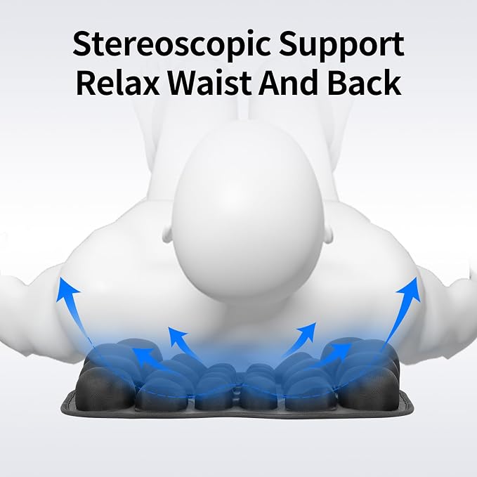 Inflatable Lumbar Support Pillow for Office Chair & Car - Tailbone Pain Relief Air Seat Cushion for Driver, Wheelchair, Airplane Seat, Travel - 17.7x14.3x2.0 Inches