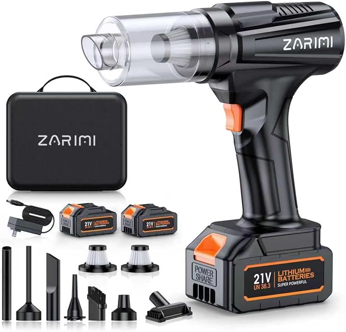 Handheld Cordless Vacuum Cleaner - 50000Pa High-Power Brushless Motor, Rechargeable Car Vacuum with 2 Batteries & Charger, 6-in-1 Portable Vacuum Cleaners for Home, Pet Hair, Keyboard, Black