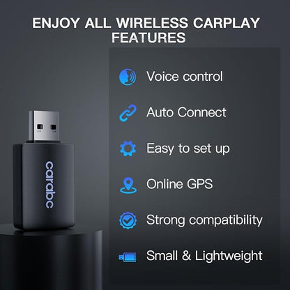 Wireless CarPlay Adapter for Apple iPhone - Converts Factory Wired to Wireless CarPlay, Plug-and-Play, Auto Connect, Compatible with Car from 2014 Onwards & iOS 10 +