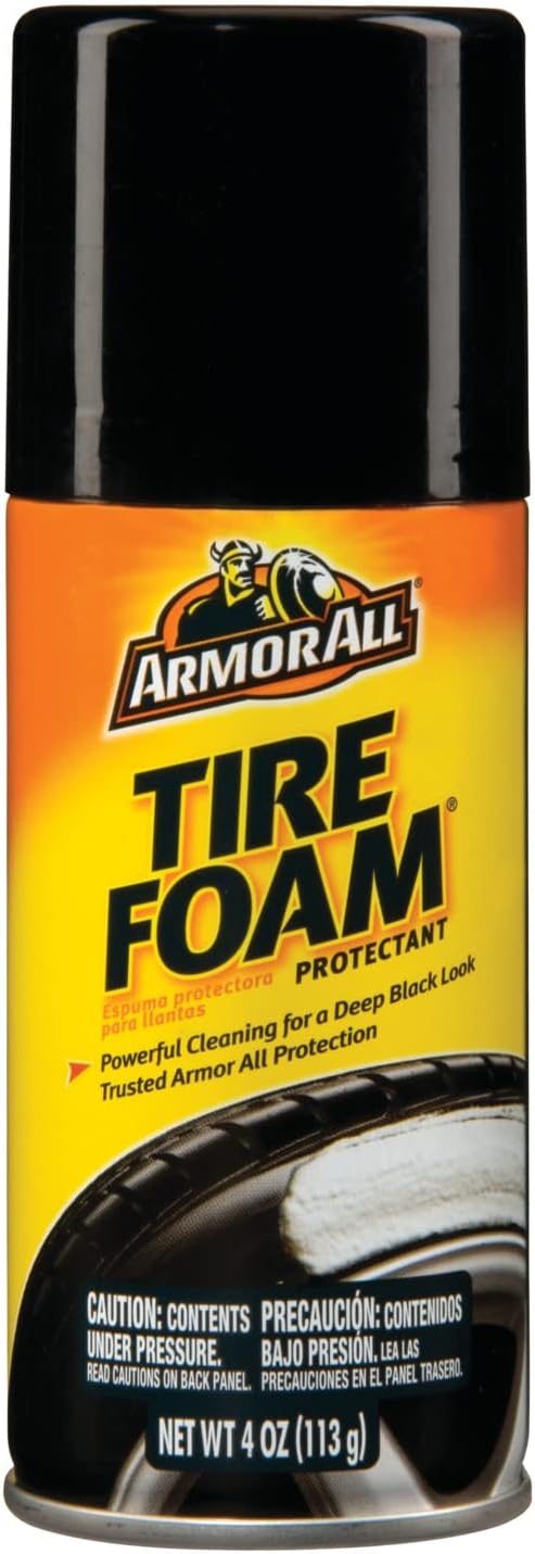 Armor All Car Tire Foam Spray, Tire Cleaner Foam for Restoring Color and Tire Protection, 4 Oz (Packaging May Vary)