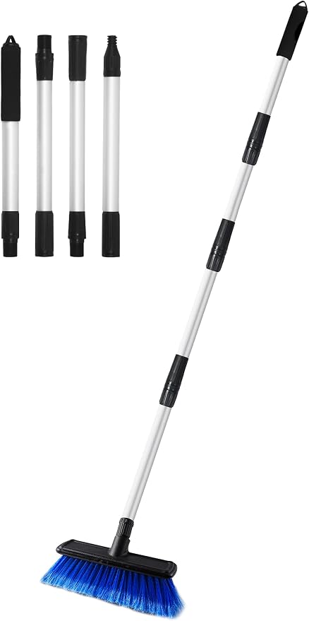 EVERRUSH 62" Car Wash Brush Mop with Long Handle, 10" Soft Bristle Scrub Scratch-Free Car Cleaning Brush Supplies Broom Kit for RV Boat Truck SUV, House Siding, Snow, Floors, Extension Aluminum Alloy