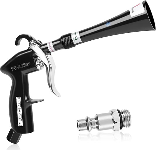 Air Blow Gun Car Detailing Dry Cleaning Gun with Tapered Nozzle High Pressure Cleaning Tool, Dryer Blower for Car Surfaces Quickly Blasts Dust, Works with Air Compressor, Black