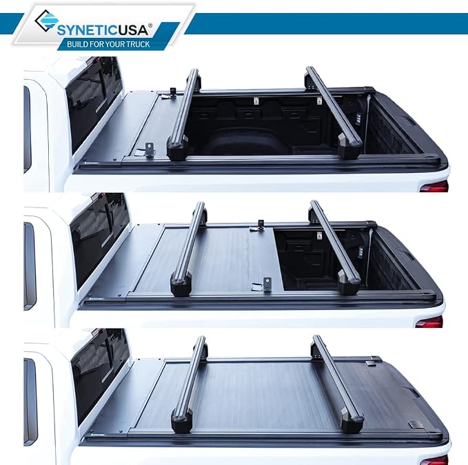 Syneticusa MR Retractable Truck Bed Cover with Crossbars for Ford F-150 2004–2026 | 6’7” (78.9”) Bed | Aluminum Hard Retractable Tonneau Cover | One-Person Installable | Waterproof, Low-Profile