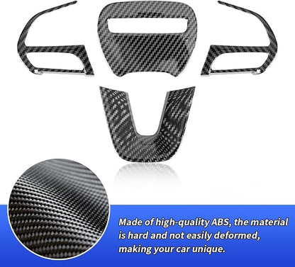 Carbon Fiber Style Car Steering Wheel Trim Cover Panel for Dodge Challenger Charger 2015-2023 and Dodge Durango 2014-2020 Auto Interior Decorations Accessories Center Console Protection Covers