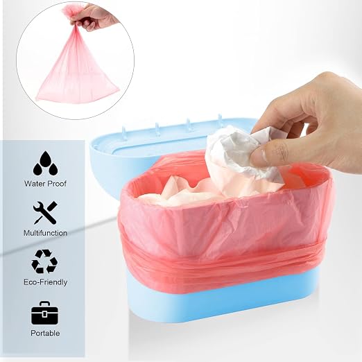 Car Trash Can, Mini Car Bin with Lid 2 Trash Bag Blue, Cute Car Accessories for Storage and Organization，Small Trash Can for car，Bedroom and Office