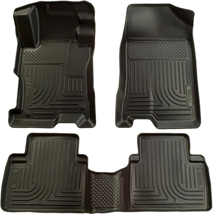 Husky Liners Weatherbeater Floor Mats | Fits 2004-2009 Toyota Prius | Front & 2nd Row, 3-pc Black - 98521