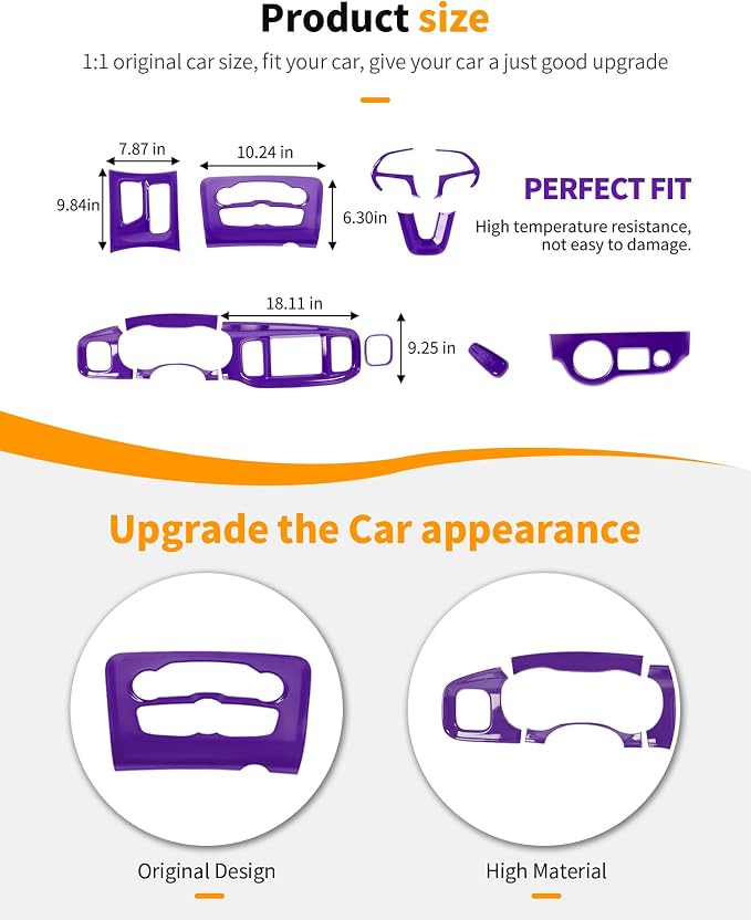 Hoolcar for Charger Purple Interior Accessories Trim Kit fit for 2015-2024+ Dodge Charger Center Console Gear Shift Dash Dashboard Decor Cover Trim, 12pcs