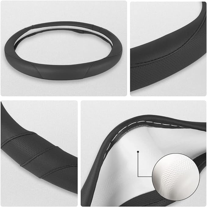 West Llama Customized Auto Car Steering Wheel Cover for Honda Civic, CR-Z, Insight, S2000, 14" - 14.25" (Black-Small Size)