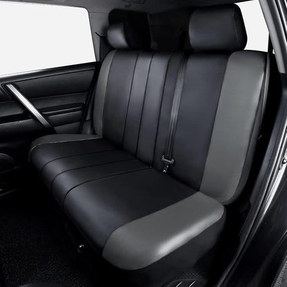 Flying Banner car seat Covers Protects Water Proof Faux Leather Carbon Fiber Front and Rear Bench (Black Gray, Full Set - 8PCS)