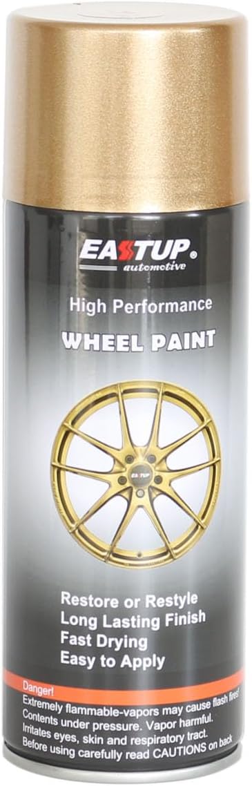 EASTUP Premium Flash Gold Metallic Acrylic Enamel Wheel Paint - Brilliant Finish, High Durability, Fade-resistant, Quick Drying Rim Coating Spray Paint.