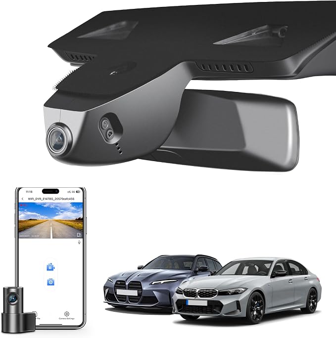 Mangoal Front 4K & Rear 1080p Dash Cam for BMW 3-Series Gen7 G20 G21 G28 2020-2026 Select 2019 M3 G80 G81(Model D), OEM Style, 2160P UHD Video, WiFi & APP, 128GB Card