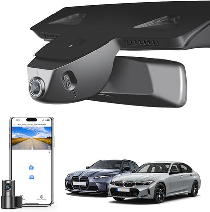 Mangoal Front 4K & Rear 1080p Dash Cam for BMW 3-Series Gen7 G20 G21 G28 2020-2026 Select 2019 M3 G80 G81(Model D), OEM Style, 2160P UHD Video, WiFi & APP, 128GB Card