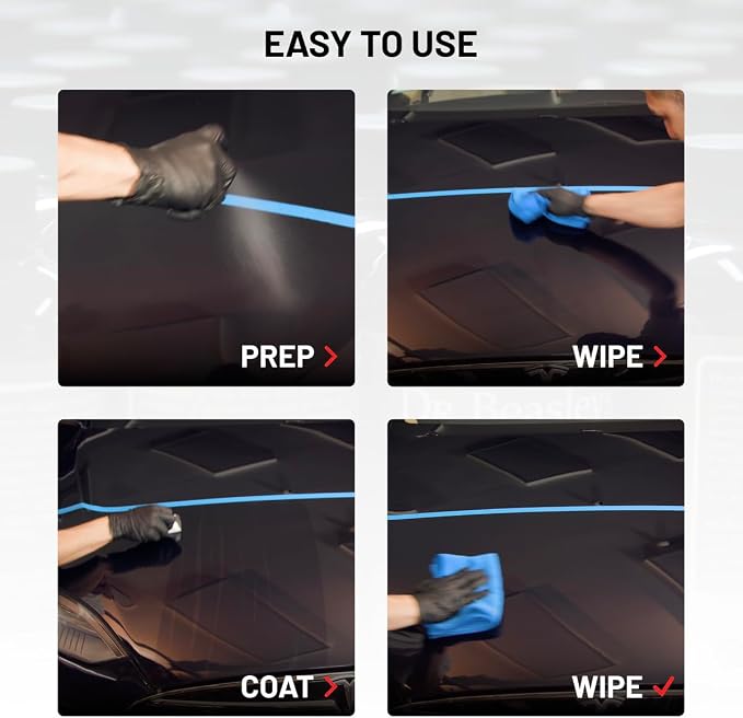 Dr. Beasley's Film Coating Kit, 12 fl oz - Ceramic Coating Protects PPFs, Wraps, Vinyl from Yellowing, Fading, Etching, Staining. Includes Film Coating, Prep, Foam Block Applicator, 2 Suede Cloths