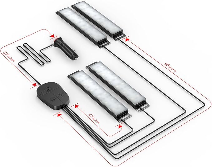YiLaie LED Car Lights Interior Accessories with App & Control Box Under Dash Footwell Neon Internal Lighting Kit Inside for Trucks, Cigarette Lighter DC 12V