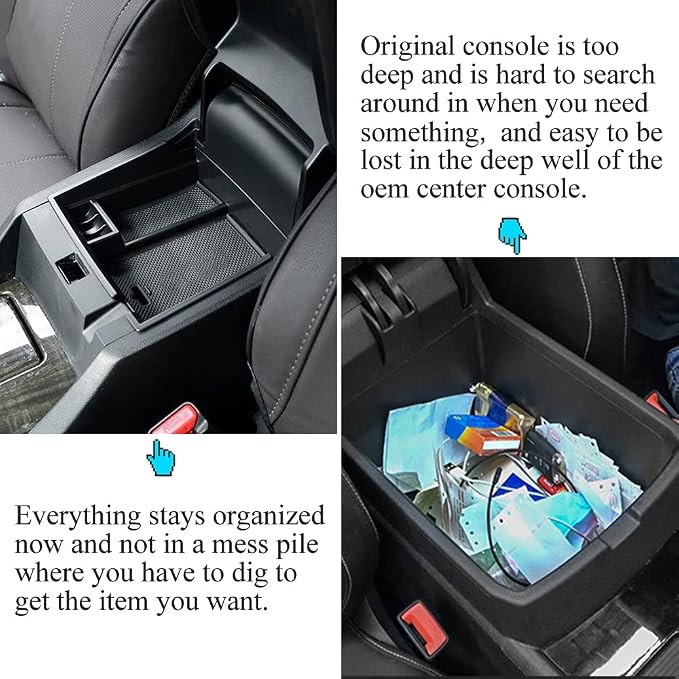 Center Console Armrest Storage Box Compatible with Honda Accord Sedan 2013 2014 2015 2016 2017 ABS Tray Insert Organizer Glove Pallet Black