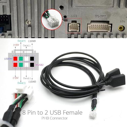 for Universal Dual USB Female Interface to 6 8 Pin PHB Wire Connect Cable Adapter for Car Multimedia Player Android Stereo Radio - (Color Name: 8 10 Pin for DIY)