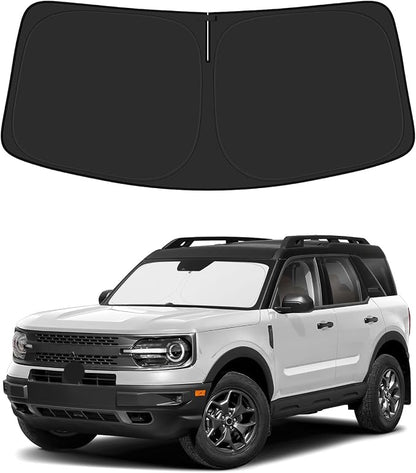 BIBLOZ Car Windshield Sun Shade for Ford Bronco Sport 2021-2025 2026 Accessories Foldable Car Sunshade Front Windshield Sun Visor PET Reflective Material(Not for Bronco)