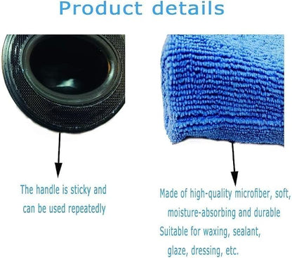 Microfiber Car Wax Applicator Pad, Round + Rectagular Car Sponge Polishing Pads with Handle, Auto Detailing Supplies microfiber Premium Grade Microfiber Applicator Kit (Pack of 13)