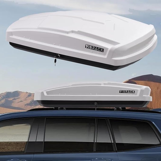 Hard Shell Rooftop Cargo Carrier with Roof Box, Heavy Duty Weatherproof 15.5 Cubic Feet Rooftop Cargo Carrier for Car Storage, White