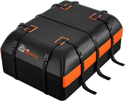 Asinking Car Rooftop Cargo Carrier Bag, 20 Cubic Feet Waterproof Heavy Duty Car Roof Bag for All Vehicle with/Without Racks - Anti-Slip Mat, 6 Door Hooks, Storage Bag, 2 Extra Straps, Luggage Lock
