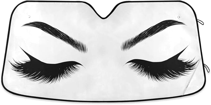 Woman Eye Eyelash Car Windshield Sun Shade Foldable UV Ray Sun Visor Protector Sunshade to Keep Your Vehicle Cool (55" x 27.6")