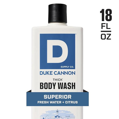 Duke Cannon Supply Co. Thick High Viscosity Body Wash – 3X Thicker, Cleansing Shower and Bath Gel, Mineral-Enriched for Men – Men’s Body Scrub – Superior