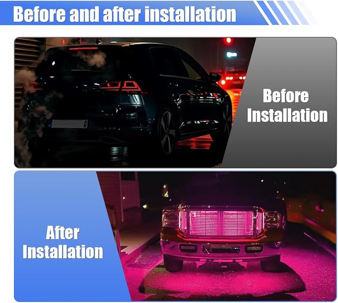 6PCS Car LED Light Strip for Underbody - 1Ft 12V Flexible Waterproof Car Underglow Strip Auto Interior & Exterior Decoration Light - High Brightness LED Strips for Motorcycle Boat (Pink)
