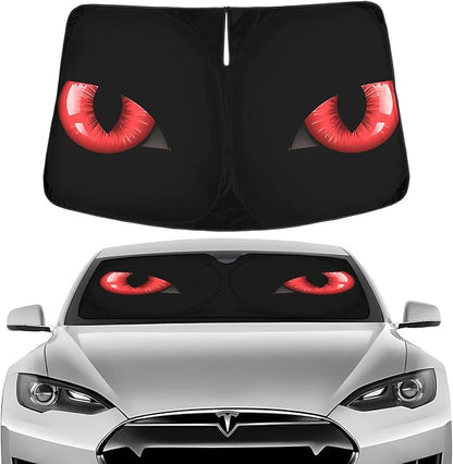 GENANY Evil Eyes Movie Windshield Sun Shade for Electric Vehicle (59x37 Inches), Automobile Sunshade, Protector Blocks UV, Halloween Auto Gift, Car Decor
